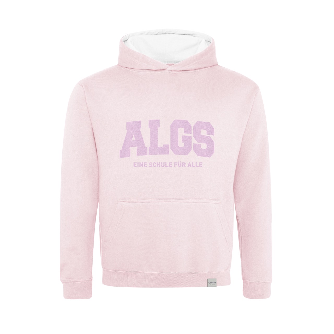 Varsity-Hoodie (Zweifarbig) – Baby-Pink-Arctic-White