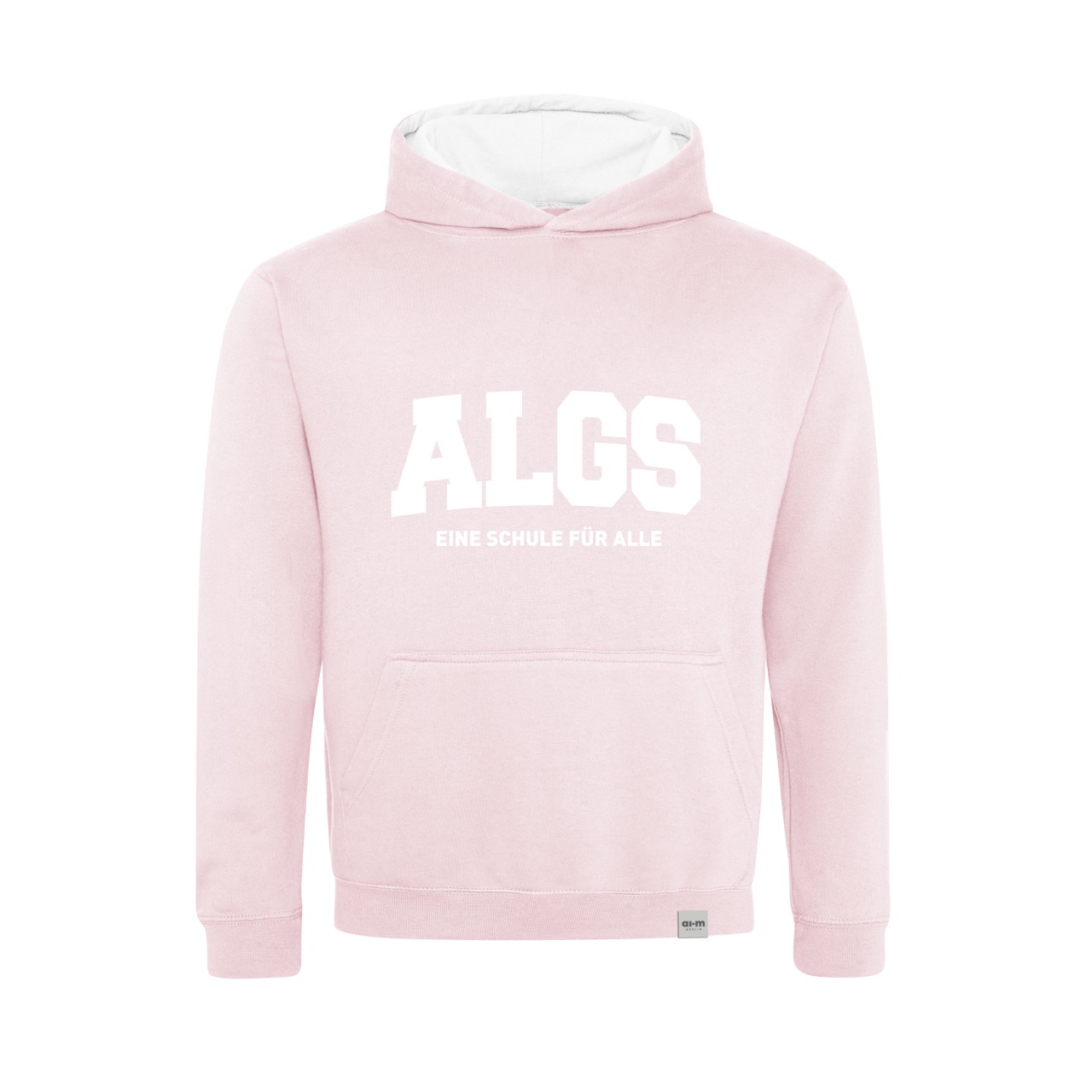 Varsity-Hoodie (Zweifarbig) – Baby-Pink-Arctic-White