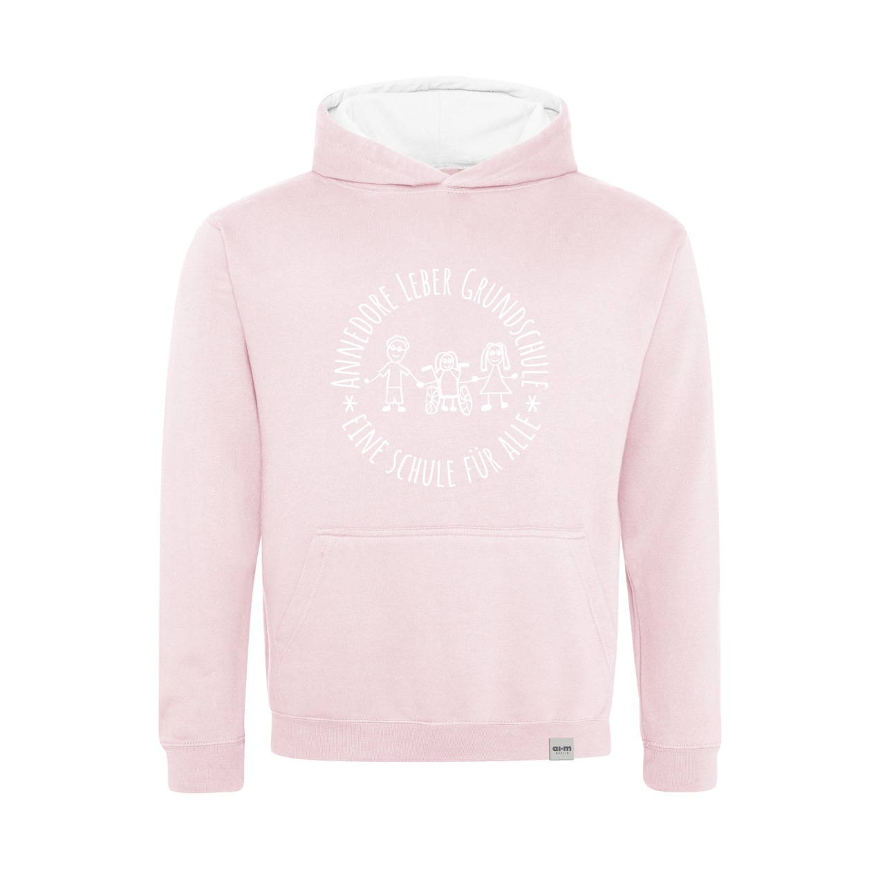 Varsity-Hoodie (Zweifarbig) – Baby-Pink-Arctic-White