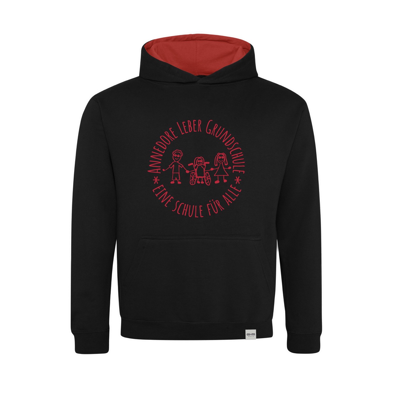 Varsity-Hoodie (Zweifarbig) – Jet-Black-Fire-Red