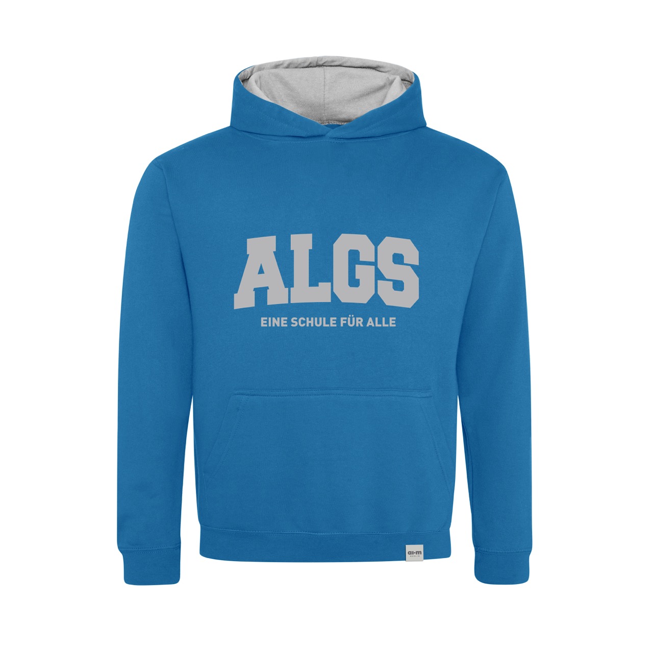 Varsity-Hoodie (Zweifarbig) – Sapphire-Blue-Heather-Grey