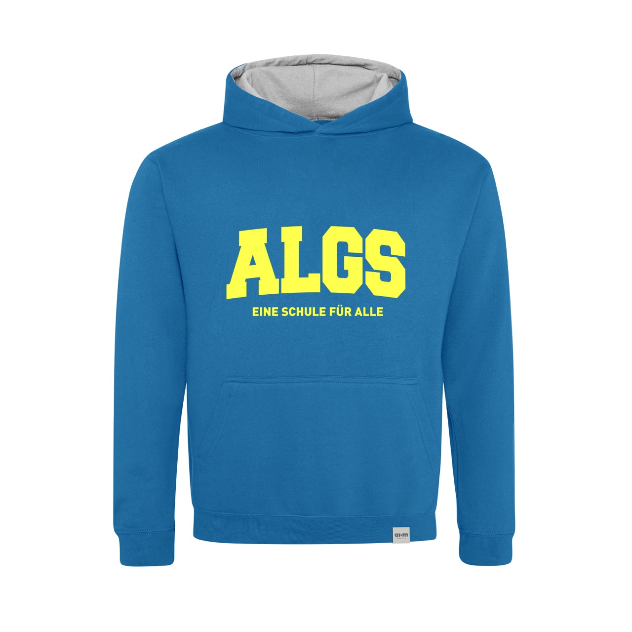 Varsity-Hoodie (Zweifarbig) – Sapphire-Blue-Heather-Grey