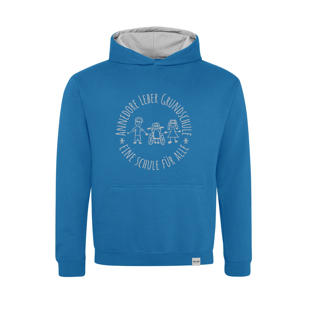 Varsity-Hoodie (Zweifarbig) – Sapphire-Blue-Heather-Grey